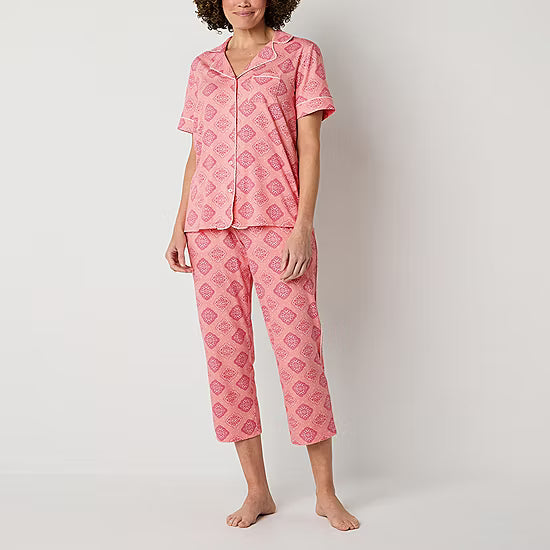 Liz Claiborne Womens Short Sleeve 2-pc. Pajama Sets